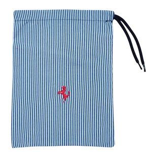Ferrari Blue White Striped Cotton Drawstring Bag Prancing Horse Embroidered Logo